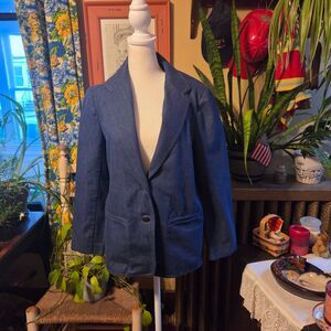 Vintage 70s Ship’n Shore Denim Look Blazer USA Made ILGWU Size 6 Small